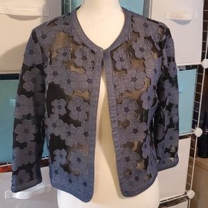 NWOT Anne Klein denim floral jacket